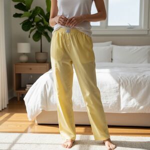 Parke Yellow & White Double Boxer Poplin Pants SZ Medium